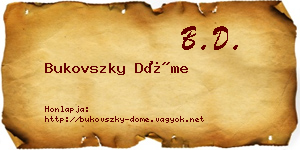 Bukovszky Döme névjegykártya